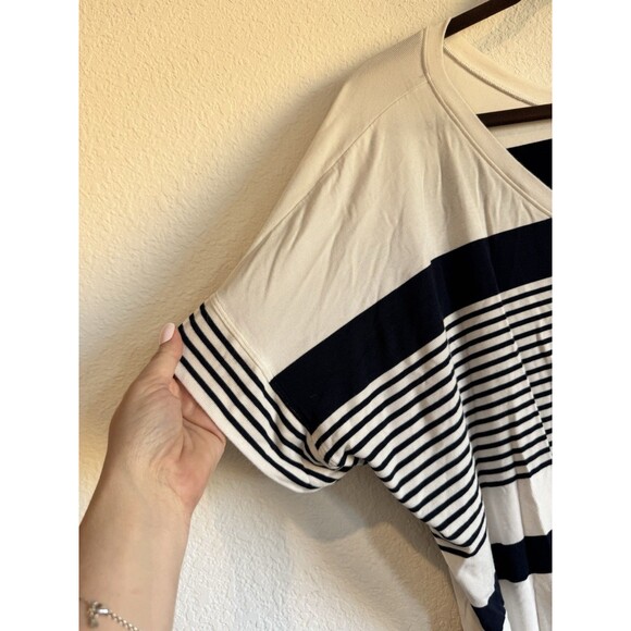 Cabi Women's Sailor Tee Shirt Black White Striped Nautical Short Sleeve Medium - Picture 2 of 9